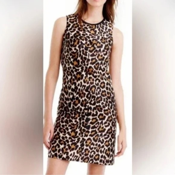 J. Crew Leopard Print Sleeveless A-Line Shift Dress Size 2 - Picture 1 of 9
